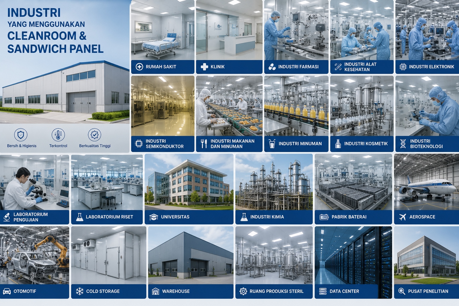 Industri yang Menggunakan Cleanroom dan Sandwich Panel